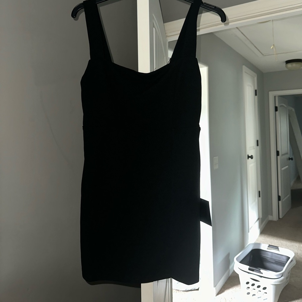 LuLu’s Social Sensation Black Square Neck Mini Bodycon Dress